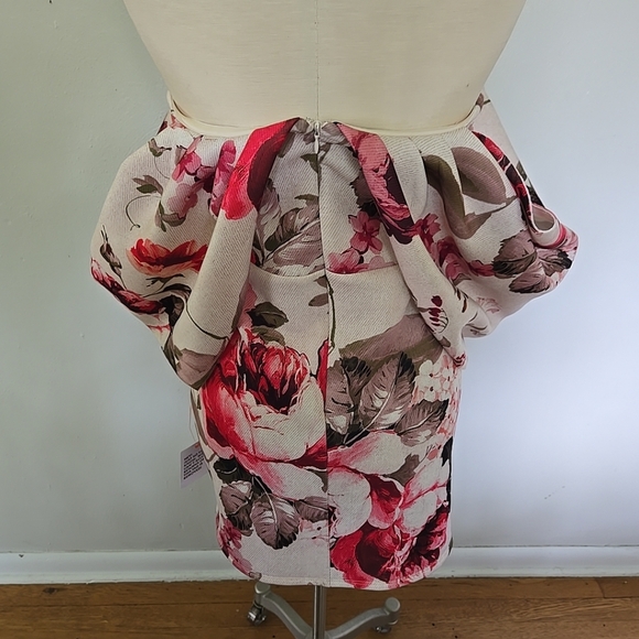 ASOS DESIGN Drape Sleeve Corset Mini Dress In Pink Floral-Multi 12 NWT - Picture 6 of 10